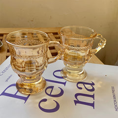 Vintage Amber Glass Cup - 150ml Portable Mini Wine/Coffee Cup for Travel