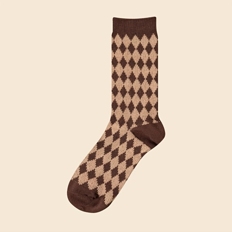 Retro Plaid Mid Tube Socks Pack Women's Stockings