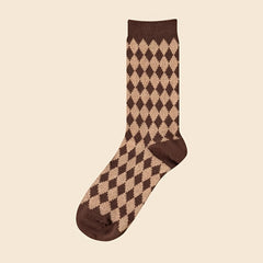 Retro Plaid Mid Tube Socks Pack Women's Stockings