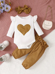Lovely Baby Girls 4pcs Set Long Sleeve Polka Dot Outfit