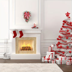 Christmas Candy Cane Wreath Red Teardrop Decor