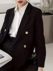 Double Breasted Blazer Lapel Long Sleeve Blazer
