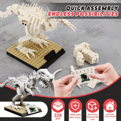300 pcs Dinosaur Building Blocks Triceratops Stegosaur Tyrannosaurus Rex Fossils