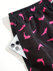 Dolphin Print Casual Drawstring Summer Beach Shorts