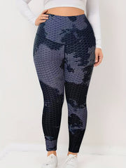 Tie Dye Bubble Textured Sports Leggings Wide Waistband