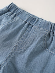 Girls' Lace Embroidery Denim Shorts for Summer
