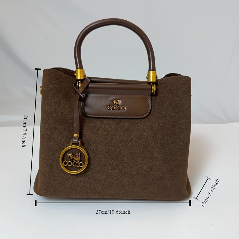 Women's Triangular Tote Handbag with Golden Hardware & Detachable Straps