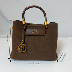 Women's Triangular Tote Handbag with Golden Hardware & Detachable Straps