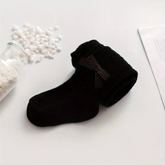 Girls Bow Decor Ribbed Knit Pantyhose Soft Tights Leggings Pants