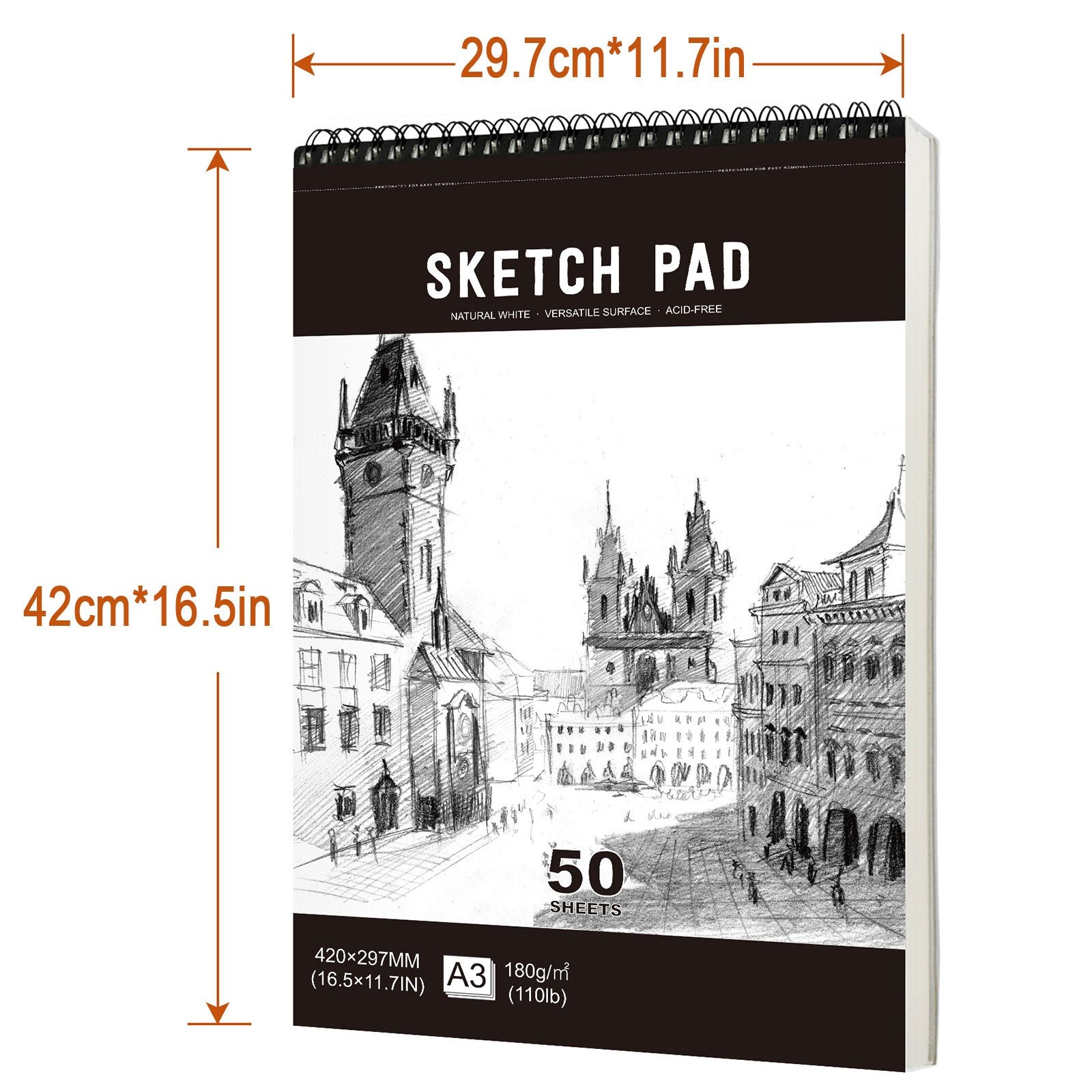 High Sketchbook 180gsm Thick Paper 100 Pages Spiral Bound