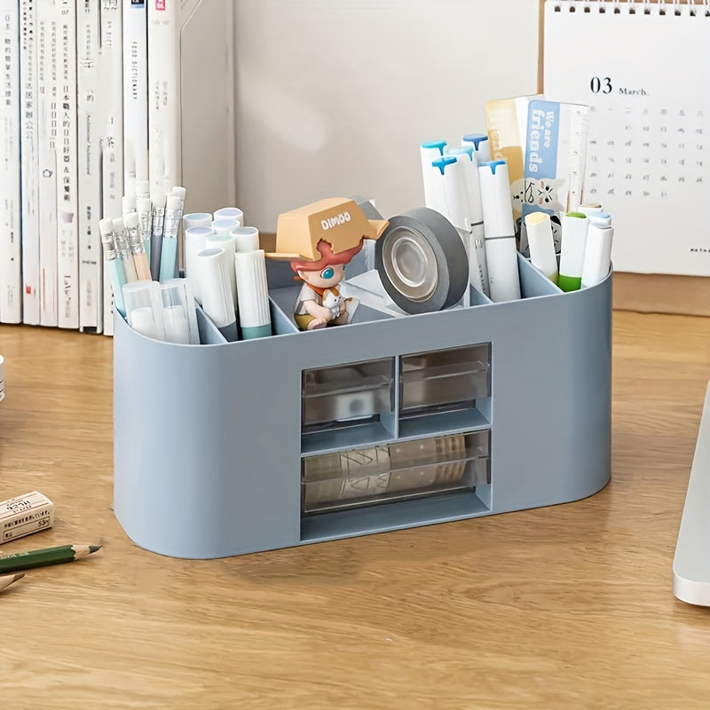 Transparent Desktop Pen Holder with Drawer