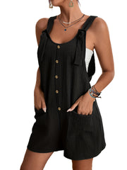 Casual Button Overall Jumpsuit For Spring & Summer Women's Clothing