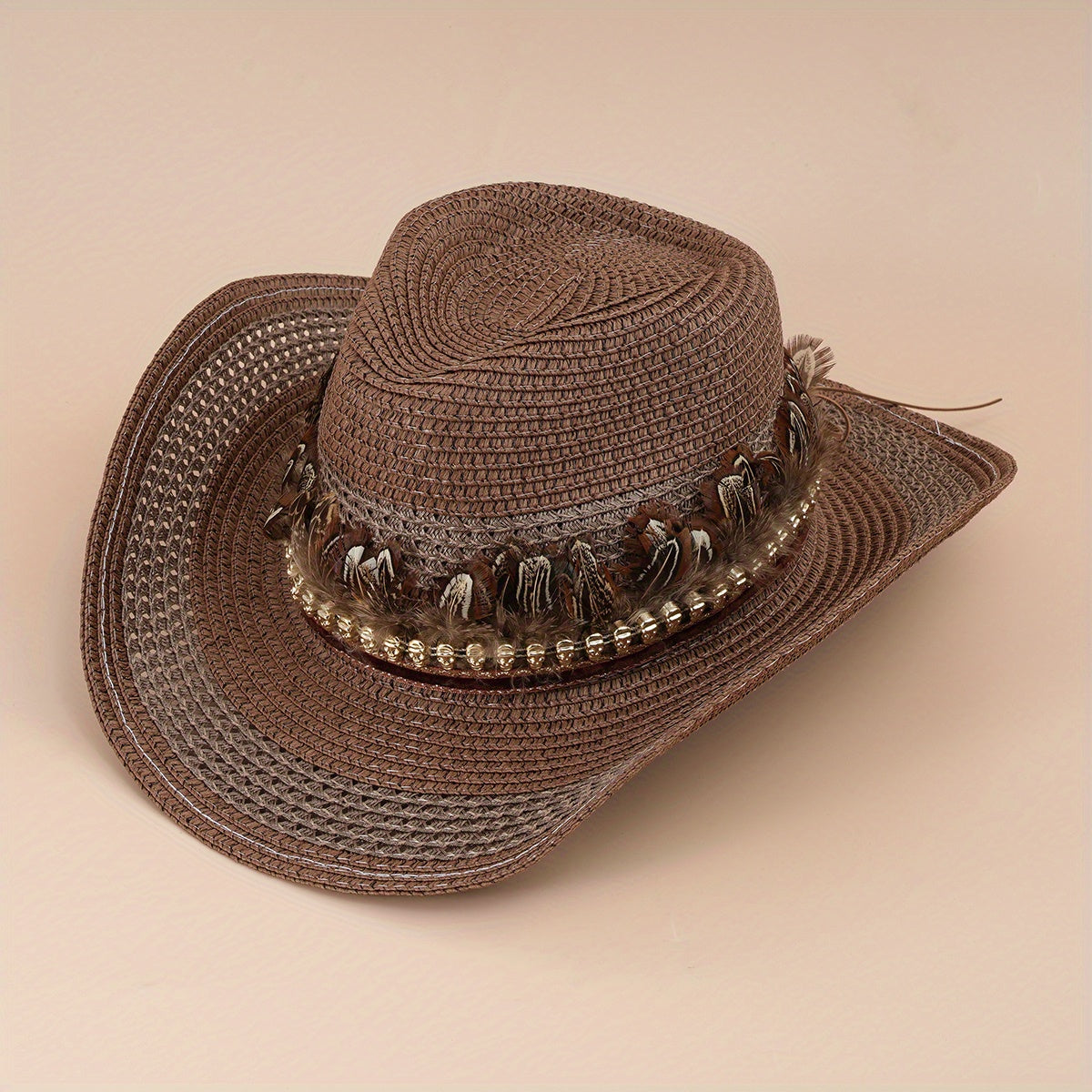 Ethnic Style Straw Cowboy Hat Skull Tibetan Vacation Beach Hat