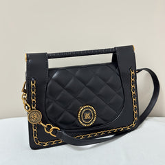 Grid Pattern Women's Handbag with Shoulder Strap & Magnetic Closure