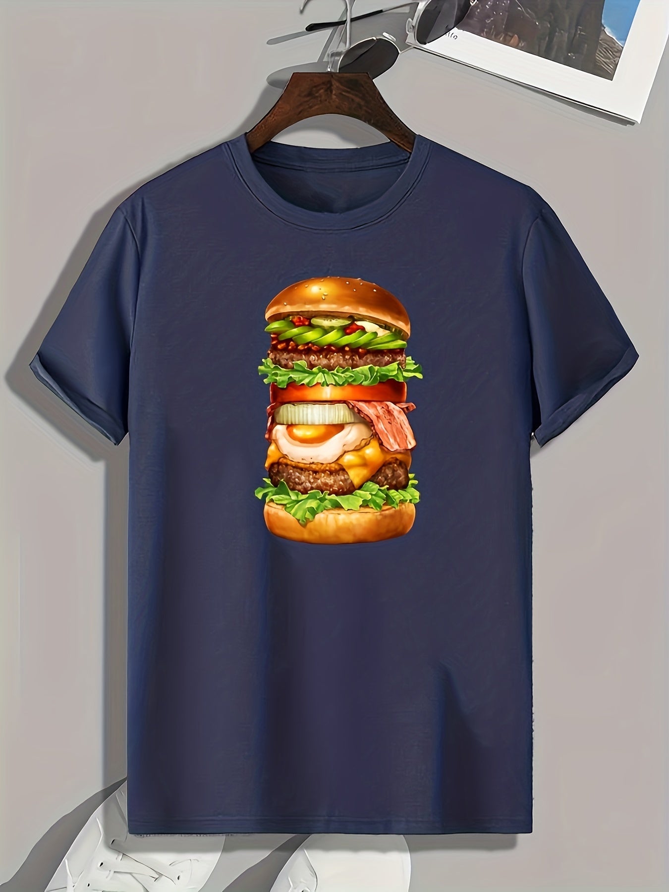 Hamburger Print Men's Graphic T shirt for Summer