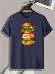 Hamburger Print Men's Graphic T shirt for Summer