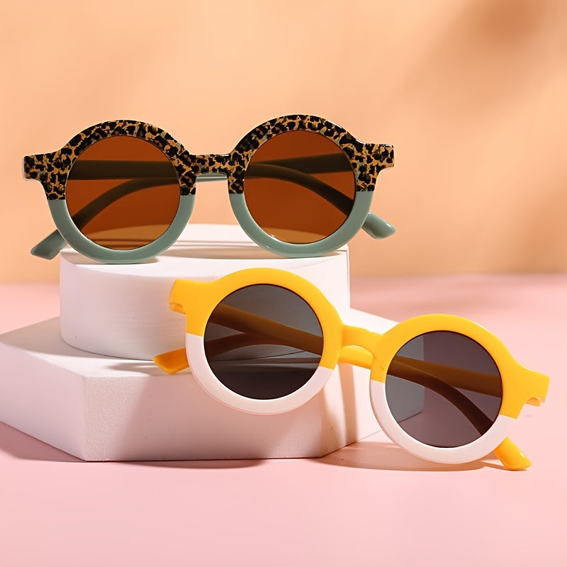 Kids Leopard Print Sunglasses Round Frame Outdoor Activities