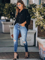 Sexy Jeans Women's Plus Ombre Ripped Button Fly Skinny Jeans