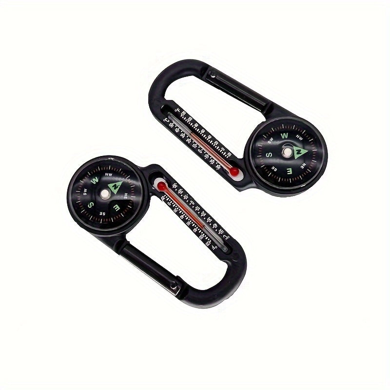 Multifunctional 3-in-1 Aluminum Keychain Carabiner w/ Compass Thermometer