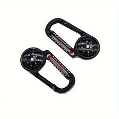 Multifunctional 3-in-1 Aluminum Keychain Carabiner w/ Compass Thermometer