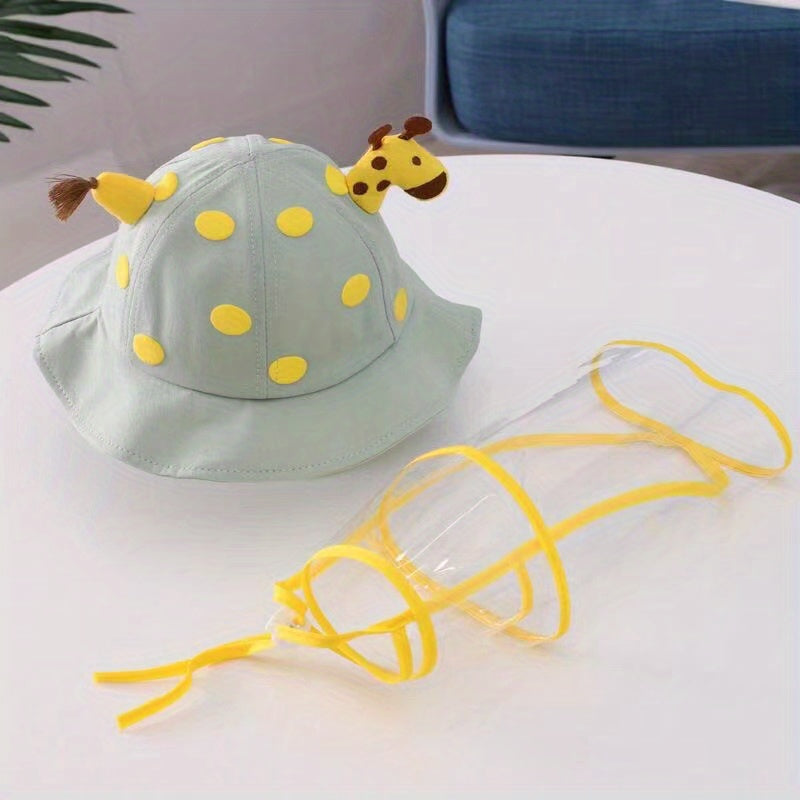Kids Cartoon Giraffe Bucket Hat with Mask