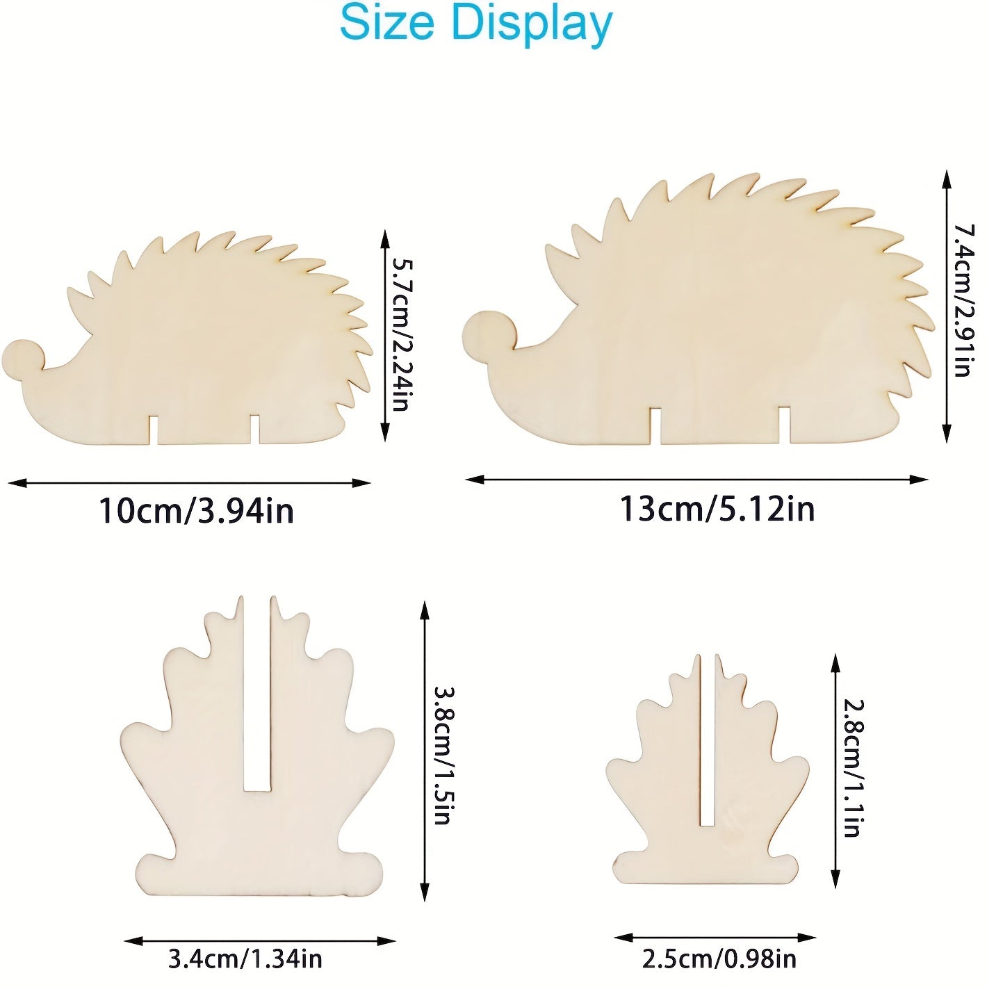 10pcs Christmas Wooden Craft Hedgehog Natural Wooden Slices DIY Crafts