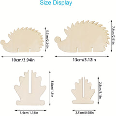 10pcs Christmas Wooden Craft Hedgehog Natural Wooden Slices DIY Crafts