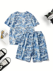 Boys Letter Outfit Shorts & t shirt Short Sleeves Casual Summer Kids Clothes