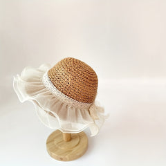 Summer Baby Hat Sunscreen Straw Hat Princess Style Hollow Breathable