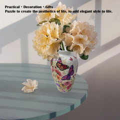 3D Puzzle Vase 120pcs Blocks Butterfly Flower Home/Office Decor Gift