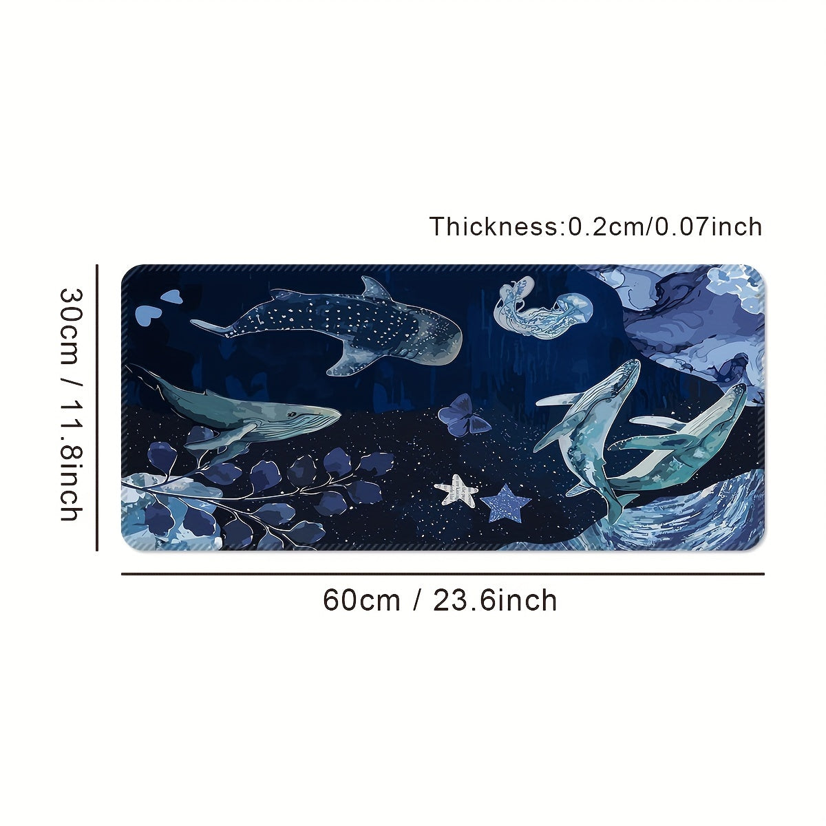 Deep Sea Whale Large Mouse Pad Non Slip Washable Rubber Material