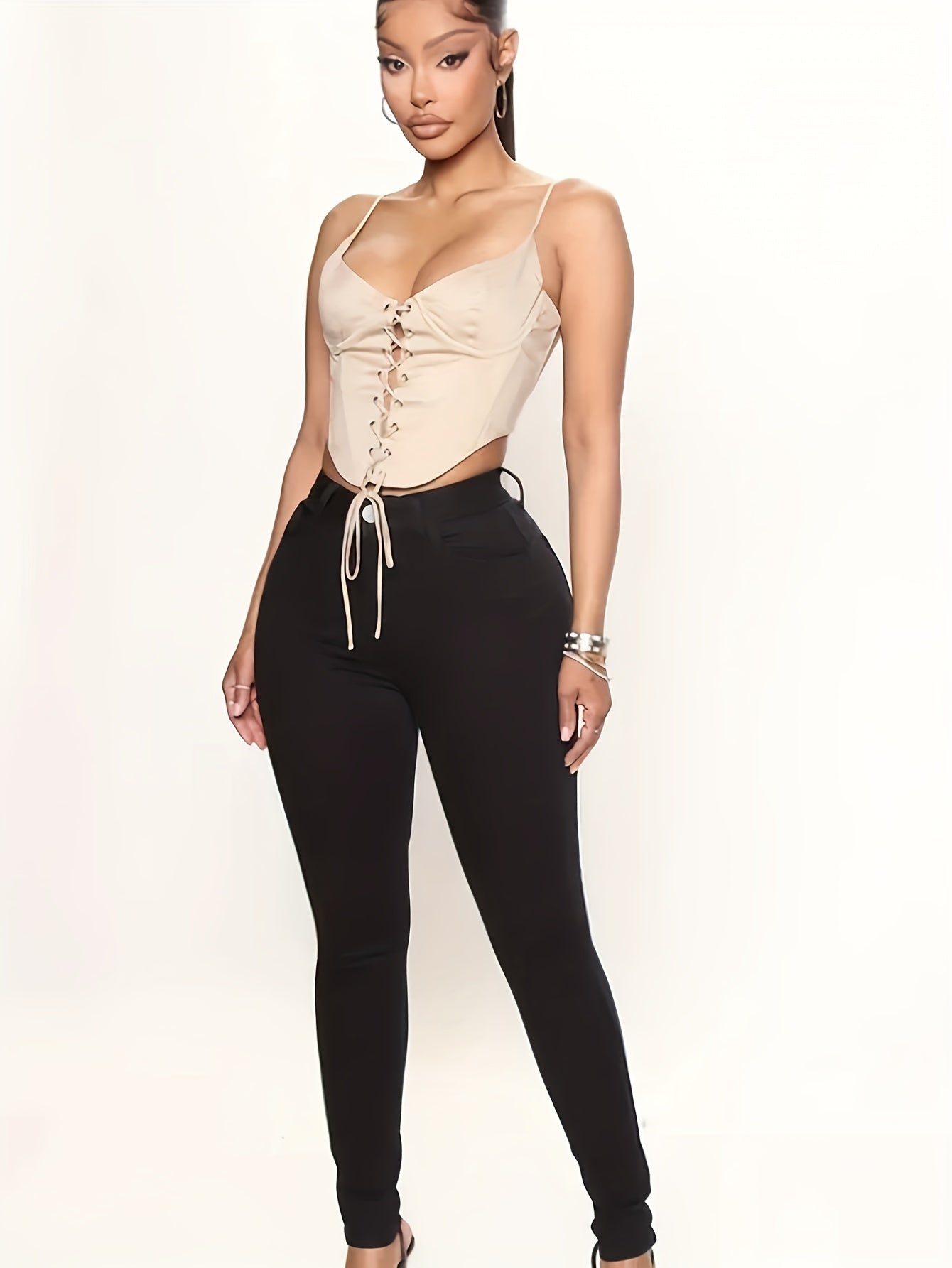 Women's Plus Solid Slim Fit Medium Stretch Comfort Denim Pants