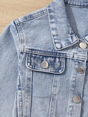 Girls' Denim Button Down Jacket, Collared, All Seasons