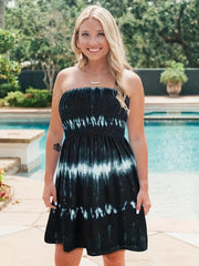 Tie Dye Off Shoulder Dress Sexy Midi Dress