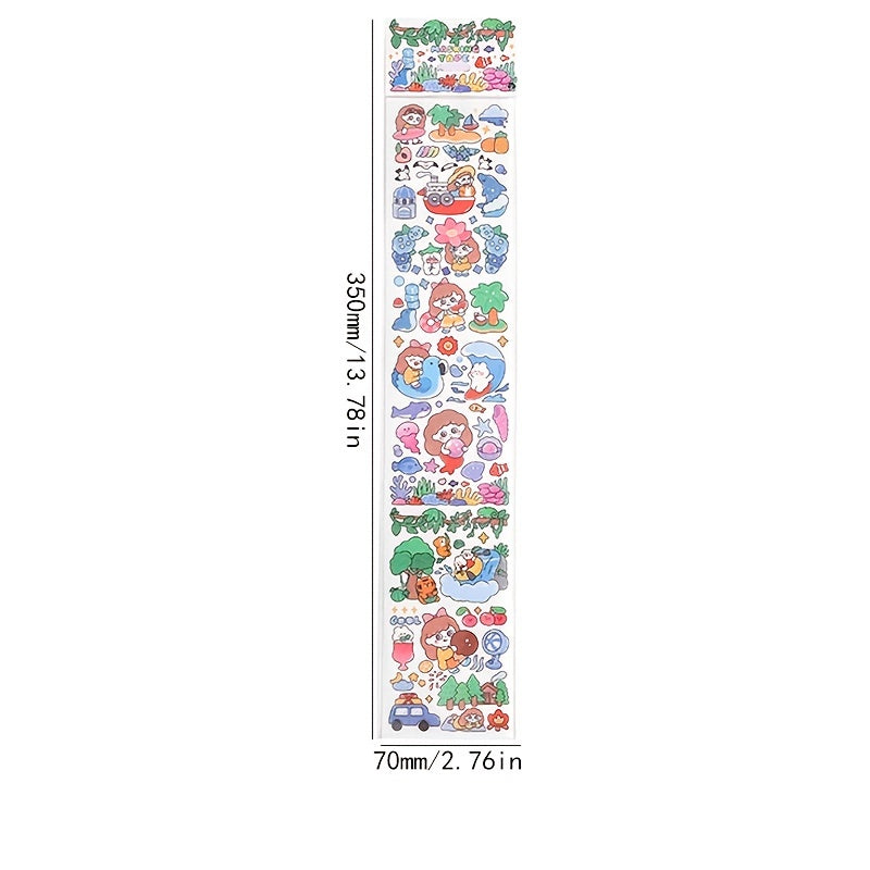 Cartoon Holographic Sticker Long Strap Tape 4pcs 13.78in 2.76in
