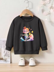 Toddler Cartoon Girl Print Long Sleeve Sports Sweatshirt