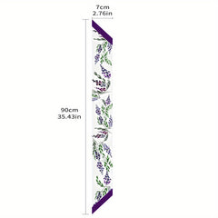 Purple Flower Print Skinny Scarf Silky Long Ribbon Neckerchief Satin