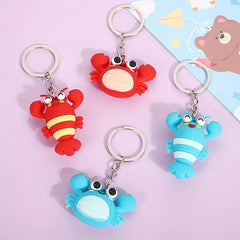 4pcs Ocean Cartoon Crab Lobster Doll Keychain Pendant Gift