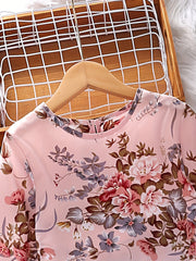 Girls 2pcs Long Sleeve Top & Pants Floral Print Kids Clothes