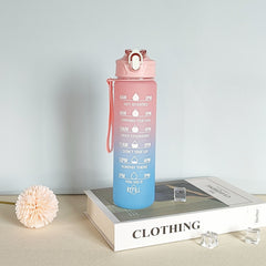 900ML Gradient Sports Water Bottle with Time Marker Stickers