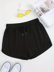 Drawstring Waist Sports Shorts for Women
