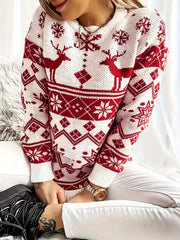 Christmas Casual Sweater Women Round Neck Jumper