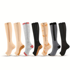 Zipper Athletic Stockings Mid Calf Sports Socks For Men And Women