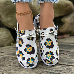 Leopard Print Non slip Sneakers Lightweight & Comfortable Low Top Shoes