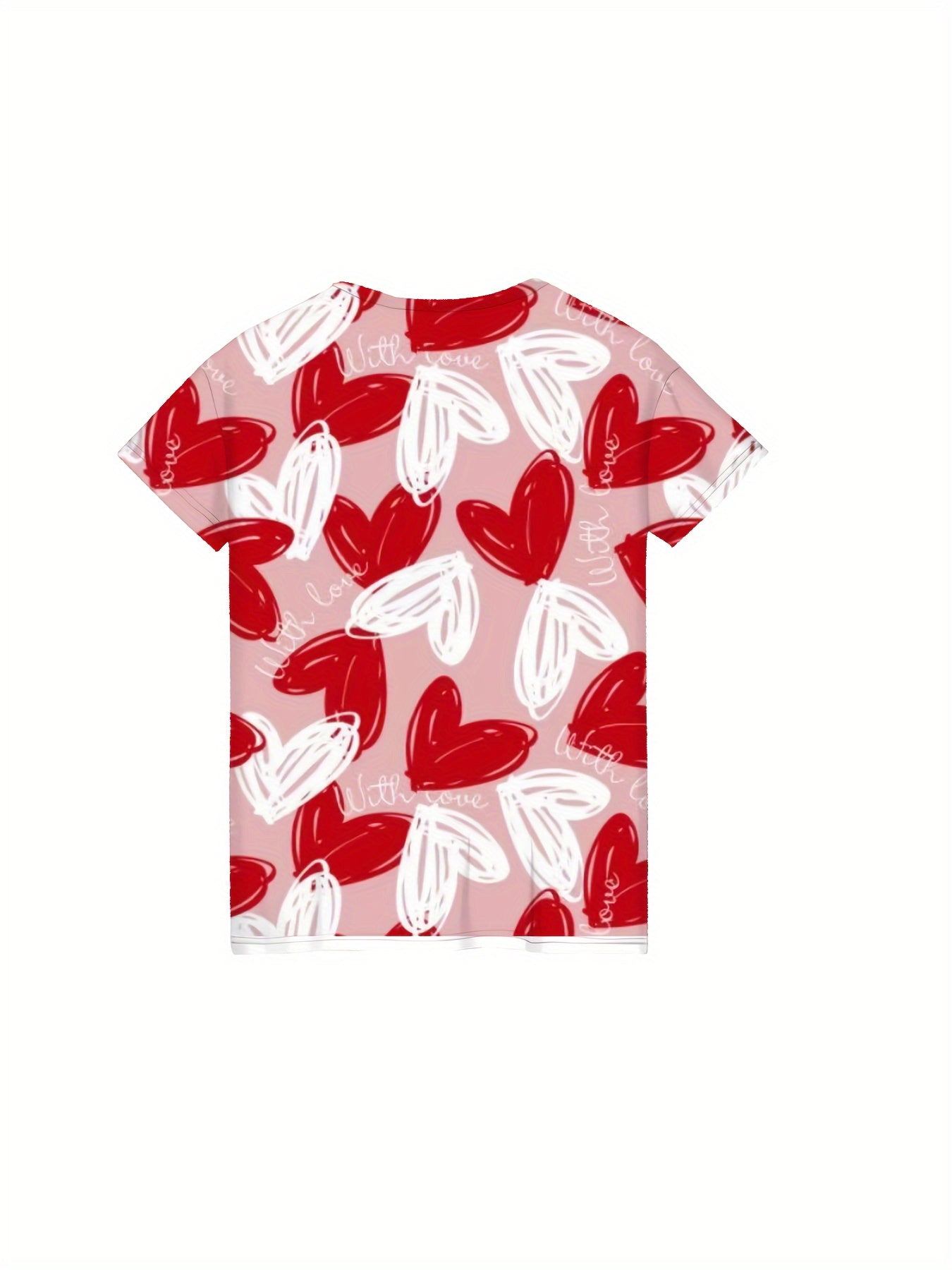 Girls Heart Graphic Crew Neck T shirt Short Sleeve Pullover Summer Clothes