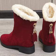 Women's Winter Thick Heel Warm Snow Boots Comfortable Solid Boots