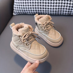 JIAGEYA Girls' Casual Fleece Boots Lightweight Warm Wear-resistant