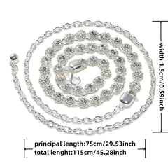Rhinestone Inlaid Waist Chain Silvery Belly Chain Women's Dress Accessories