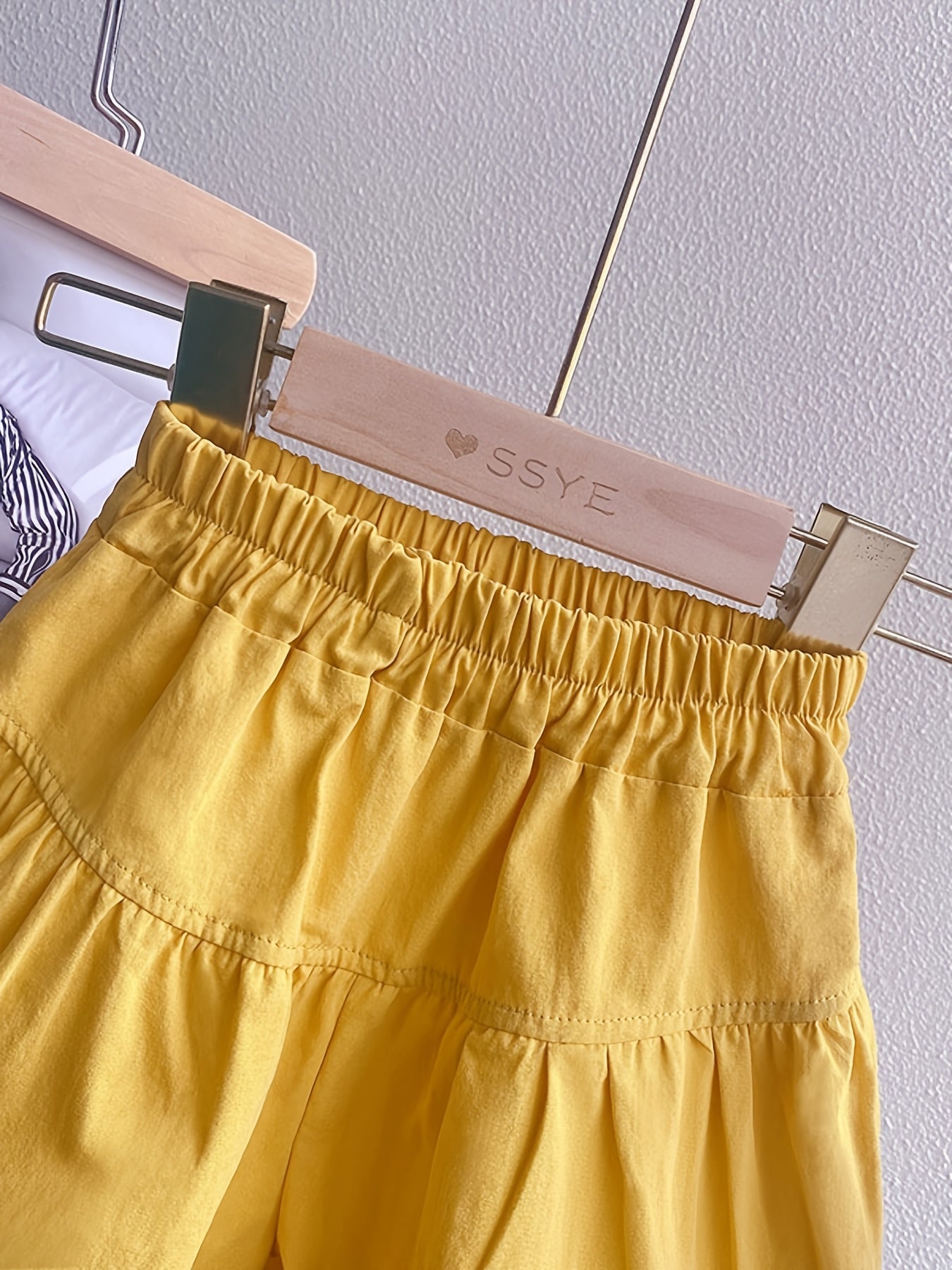 Girls Puff Sleeve Button Top & Shorts Set