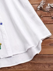 Women's Plus Floral Print Short Sleeve Button Shirt